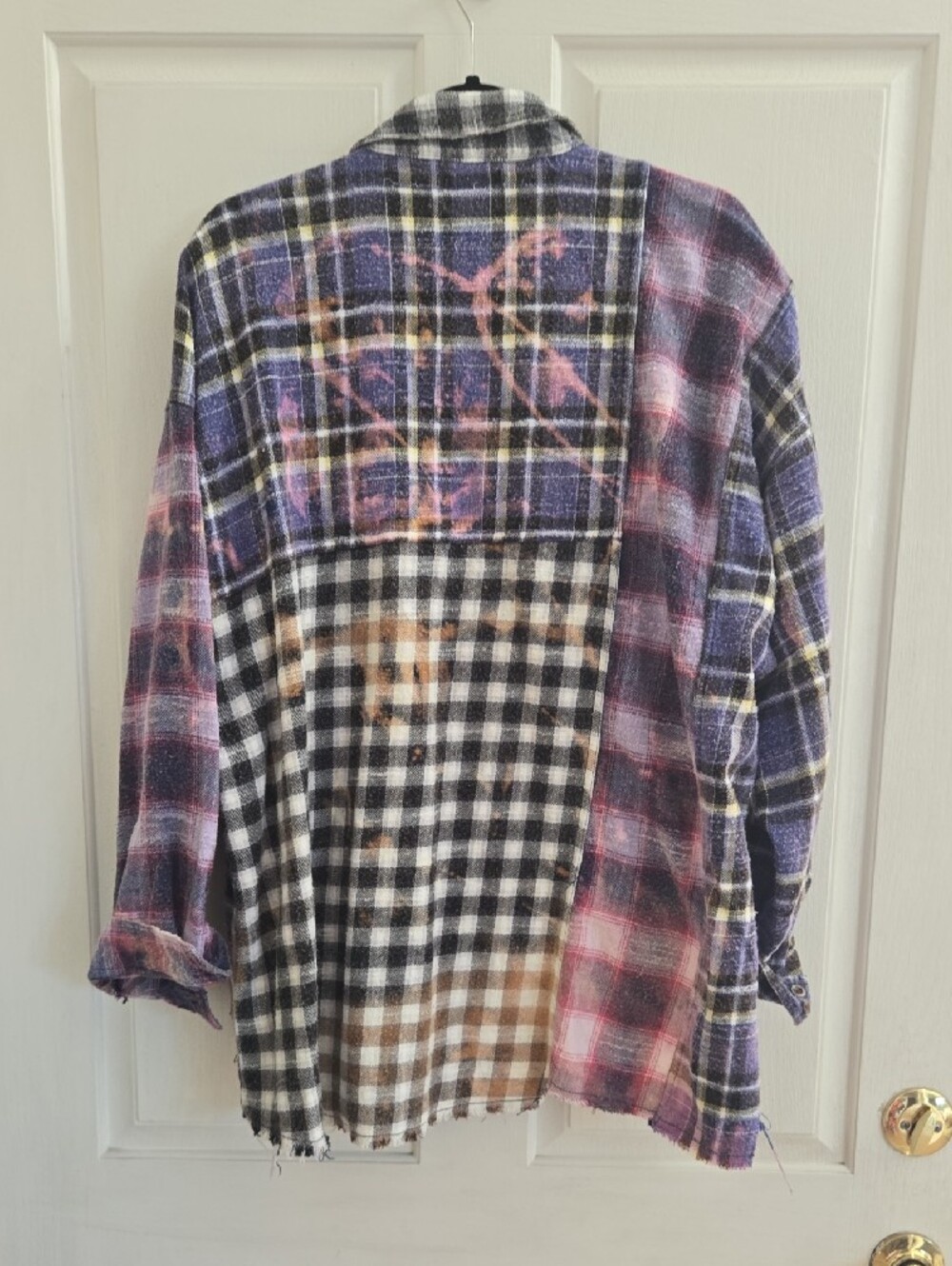 BDG Mixed Plaid Button-Down Shirt Jacket in Purple, Black and Cream - Picture 7 of 9